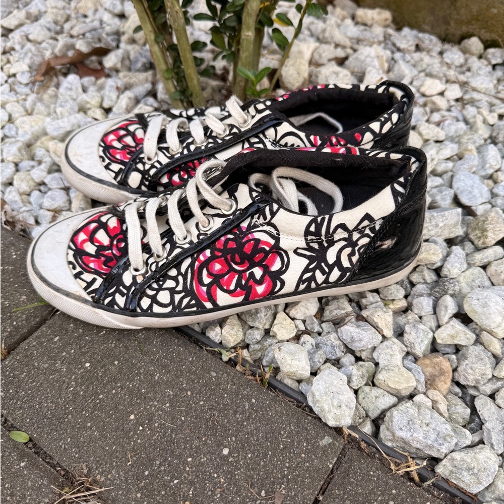 Coach Black and White Floral Sneakers